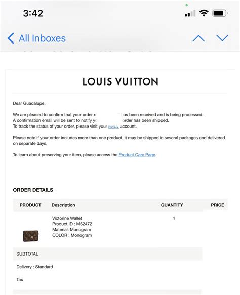 louis vuitton tracking order.